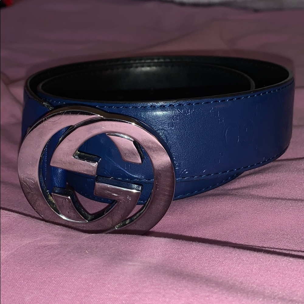 Navy Blue Gucci Belt